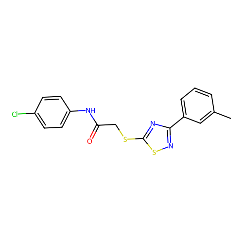 N-(4-chlorophenyl)-2-((3-(m-tolyl)-1,2,4-thiadiazol-5-yl)thio)acetamide structure