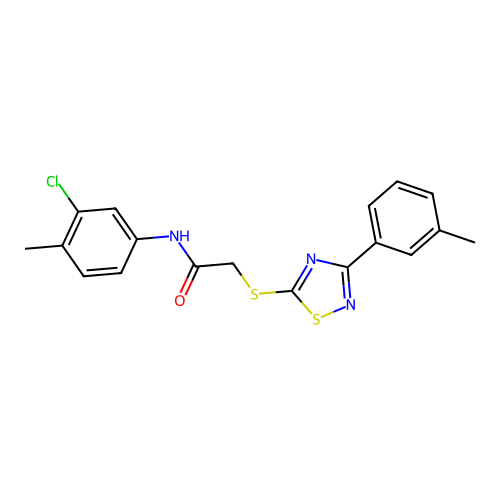 N-(3-chloro-4-methylphenyl)-2-((3-(m-tolyl)-1,2,4-thiadiazol-5-yl)thio)acetamide structure
