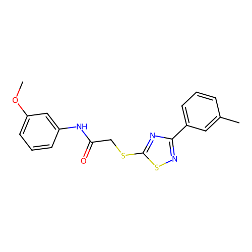 N-(3-methoxyphenyl)-2-((3-(m-tolyl)-1,2,4-thiadiazol-5-yl)thio)acetamide structure