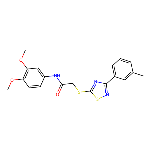 N-(3,4-dimethoxyphenyl)-2-((3-(m-tolyl)-1,2,4-thiadiazol-5-yl)thio)acetamide structure