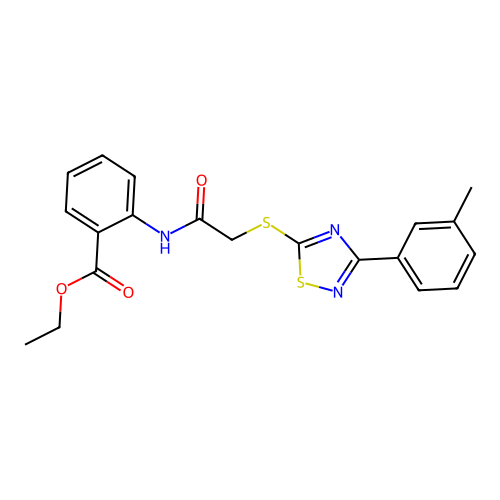 Ethyl 2-(2-((3-(m-tolyl)-1,2,4-thiadiazol-5-yl)thio)acetamido)benzoate structure