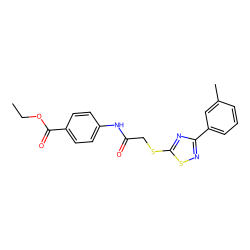 Ethyl 4-(2-((3-(m-tolyl)-1,2,4-thiadiazol-5-yl)thio)acetamido)benzoate structure