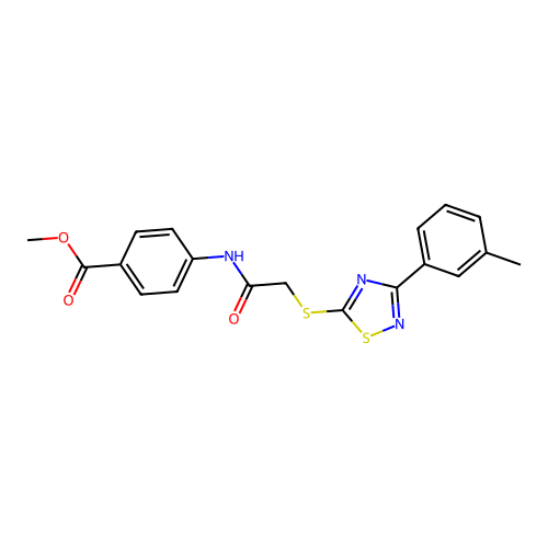 Methyl 4-(2-((3-(m-tolyl)-1,2,4-thiadiazol-5-yl)thio)acetamido)benzoate structure