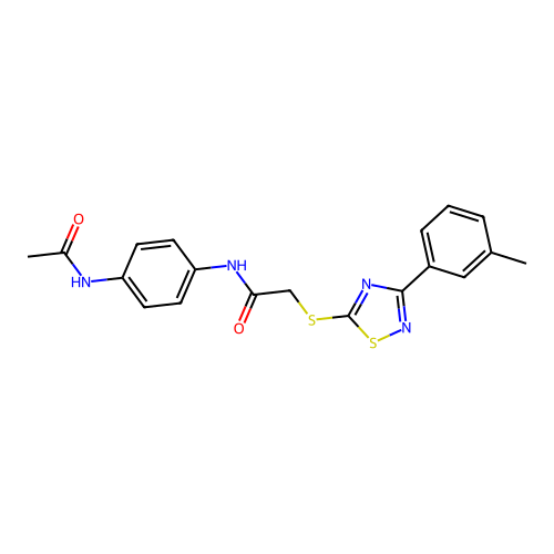 N-(4-acetamidophenyl)-2-((3-(m-tolyl)-1,2,4-thiadiazol-5-yl)thio)acetamide structure