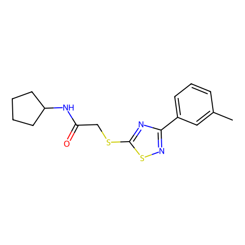 N-cyclopentyl-2-{[3-(3-methylphenyl)-1,2,4-thiadiazol-5-yl]sulfanyl}acetamide structure