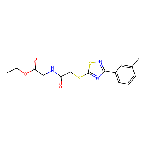Ethyl 2-(2-((3-(m-tolyl)-1,2,4-thiadiazol-5-yl)thio)acetamido)acetate structure