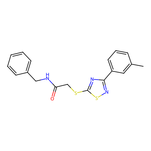 N-benzyl-2-((3-(m-tolyl)-1,2,4-thiadiazol-5-yl)thio)acetamide structure