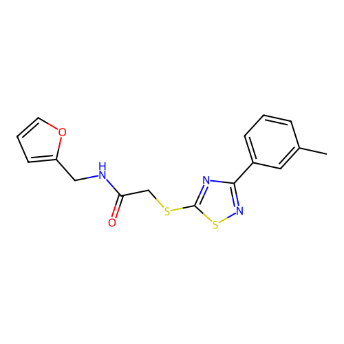 N-(2-furylmethyl)-2-{[3-(3-methylphenyl)-1,2,4-thiadiazol-5-yl]thio}acetamide structure