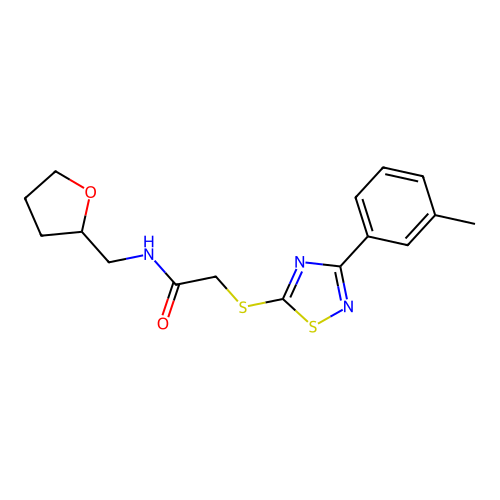 2-{[3-(3-methylphenyl)-1,2,4-thiadiazol-5-yl]sulfanyl}-N-[(oxolan-2-yl)methyl]acetamide structure