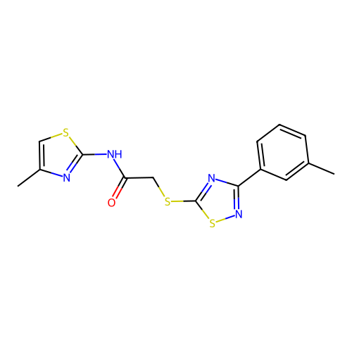 N-(4-methylthiazol-2-yl)-2-((3-(m-tolyl)-1,2,4-thiadiazol-5-yl)thio)acetamide structure