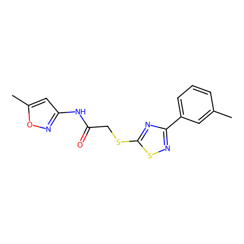 N-(5-methyl-1,2-oxazol-3-yl)-2-{[3-(3-methylphenyl)-1,2,4-thiadiazol-5-yl]sulfanyl}acetamide structure