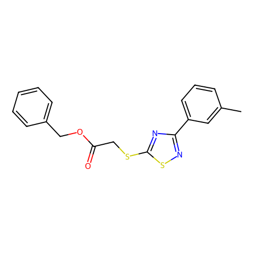 Benzyl 2-((3-(m-tolyl)-1,2,4-thiadiazol-5-yl)thio)acetate structure