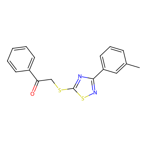 1-Phenyl-2-((3-(m-tolyl)-1,2,4-thiadiazol-5-yl)thio)ethanone structure