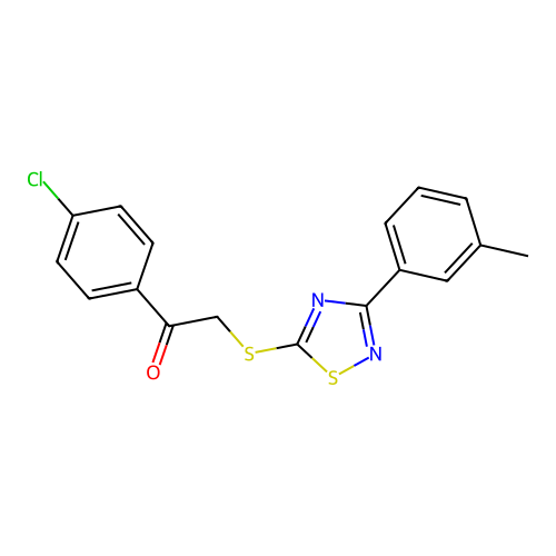 1-(4-Chlorophenyl)-2-[[3-(3-methylphenyl)-1,2,4-thiadiazol-5-yl]thio]ethanone structure