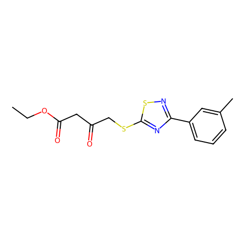 Ethyl 3-oxo-4-((3-(m-tolyl)-1,2,4-thiadiazol-5-yl)thio)butanoate structure