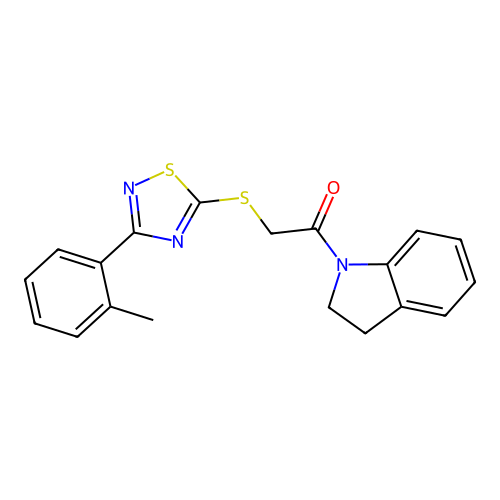 1-(Indolin-1-yl)-2-((3-(o-tolyl)-1,2,4-thiadiazol-5-yl)thio)ethanone structure