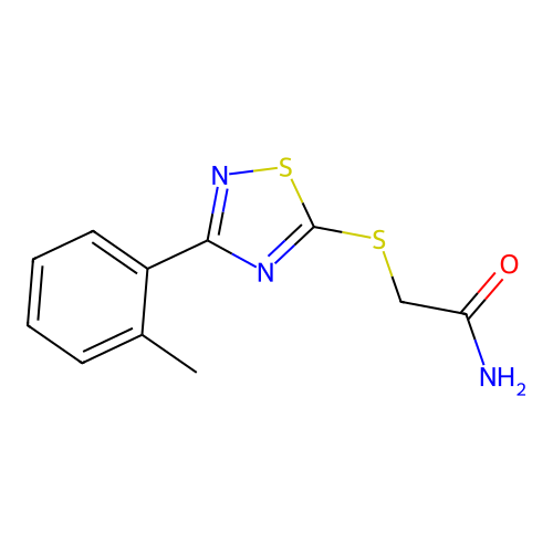 2-((3-(o-Tolyl)-1,2,4-thiadiazol-5-yl)thio)acetamide structure