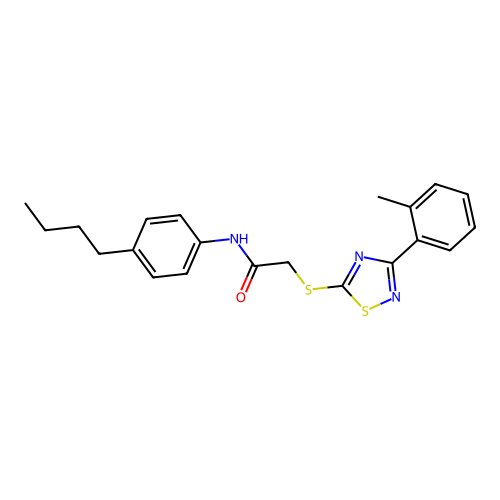 N-(4-butylphenyl)-2-((3-(o-tolyl)-1,2,4-thiadiazol-5-yl)thio)acetamide structure