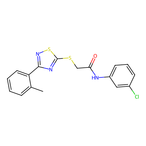 N-(3-chlorophenyl)-2-((3-(o-tolyl)-1,2,4-thiadiazol-5-yl)thio)acetamide structure