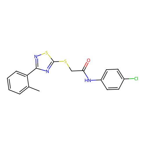 N-(4-chlorophenyl)-2-((3-(o-tolyl)-1,2,4-thiadiazol-5-yl)thio)acetamide structure