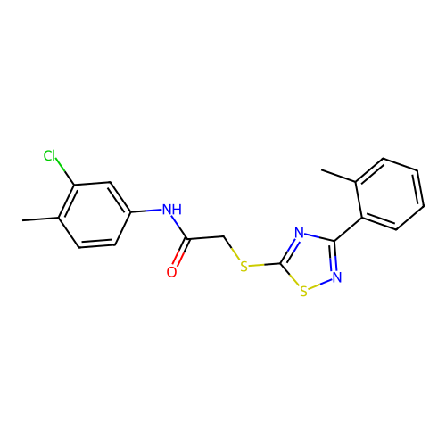 N-(3-chloro-4-methylphenyl)-2-((3-(o-tolyl)-1,2,4-thiadiazol-5-yl)thio)acetamide structure