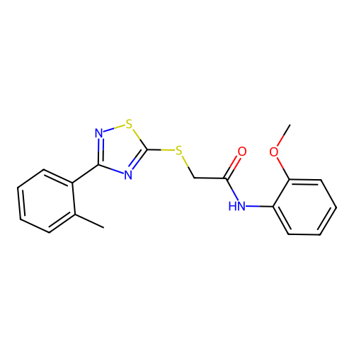 N-(2-methoxyphenyl)-2-((3-(o-tolyl)-1,2,4-thiadiazol-5-yl)thio)acetamide structure