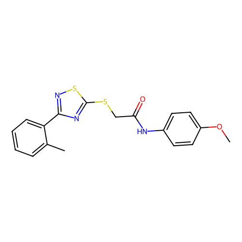 N-(4-methoxyphenyl)-2-((3-(o-tolyl)-1,2,4-thiadiazol-5-yl)thio)acetamide structure