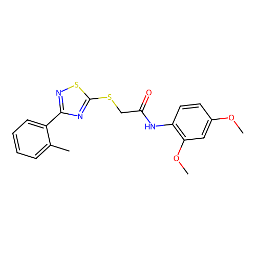 N-(2,4-dimethoxyphenyl)-2-((3-(o-tolyl)-1,2,4-thiadiazol-5-yl)thio)acetamide structure