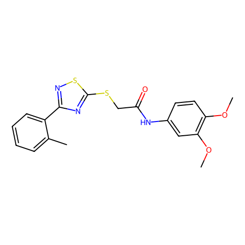N-(3,4-dimethoxyphenyl)-2-((3-(o-tolyl)-1,2,4-thiadiazol-5-yl)thio)acetamide structure