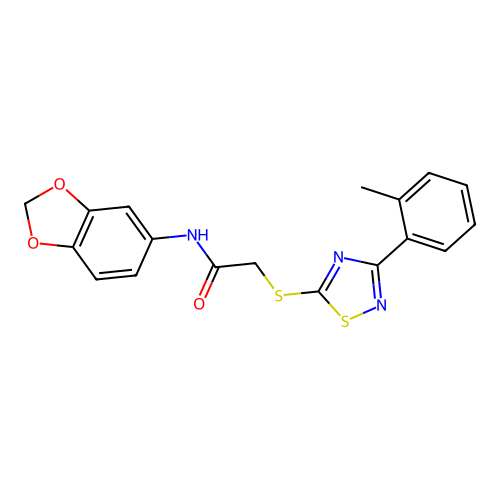 N-(2H-1,3-benzodioxol-5-yl)-2-{[3-(2-methylphenyl)-1,2,4-thiadiazol-5-yl]sulfanyl}acetamide structure