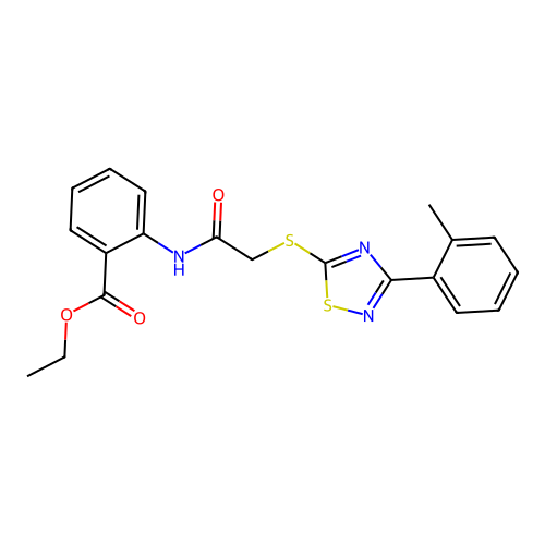 Ethyl 2-(2-((3-(o-tolyl)-1,2,4-thiadiazol-5-yl)thio)acetamido)benzoate structure