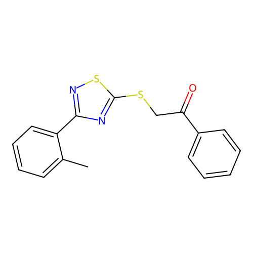 1-Phenyl-2-((3-(o-tolyl)-1,2,4-thiadiazol-5-yl)thio)ethanone structure