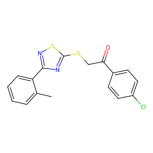 1-(4-Chlorophenyl)-2-((3-(o-tolyl)-1,2,4-thiadiazol-5-yl)thio)ethanone structure