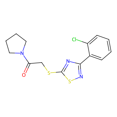 2-[[3-(2-Chlorophenyl)-1,2,4-thiadiazol-5-yl]sulfanyl]-1-pyrrolidin-1-ylethanone structure
