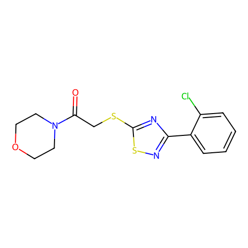 2-((3-(2-Chlorophenyl)-1,2,4-thiadiazol-5-yl)thio)-1-morpholinoethanone structure