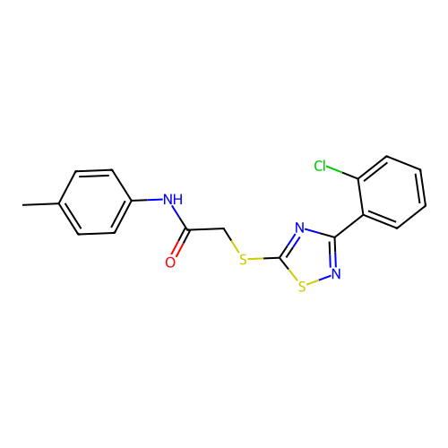 2-((3-(2-chlorophenyl)-1,2,4-thiadiazol-5-yl)thio)-N-(p-tolyl)acetamide structure