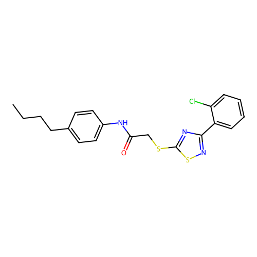 N-(4-butylphenyl)-2-((3-(2-chlorophenyl)-1,2,4-thiadiazol-5-yl)thio)acetamide structure