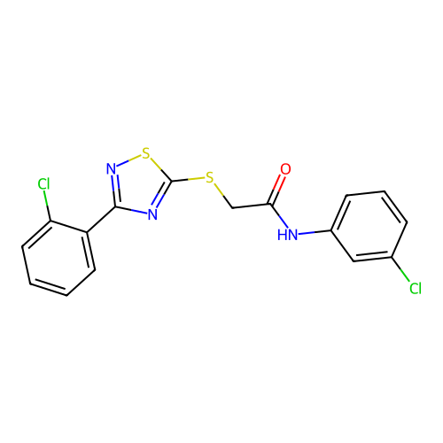 N-(3-chlorophenyl)-2-((3-(2-chlorophenyl)-1,2,4-thiadiazol-5-yl)thio)acetamide structure