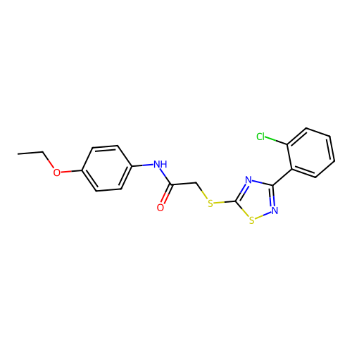 2-((3-(2-chlorophenyl)-1,2,4-thiadiazol-5-yl)thio)-N-(4-ethoxyphenyl)acetamide structure