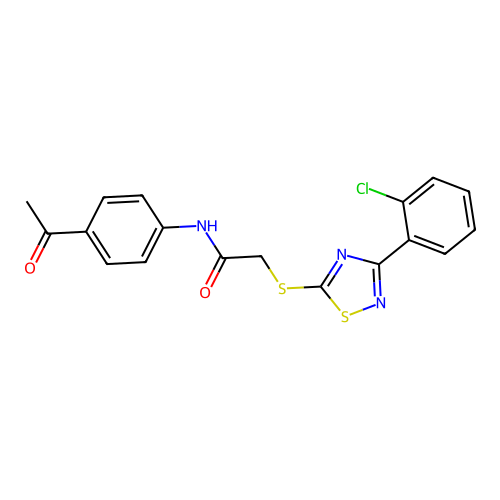 N-(4-acetylphenyl)-2-((3-(2-chlorophenyl)-1,2,4-thiadiazol-5-yl)thio)acetamide structure