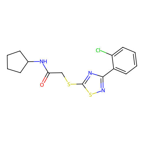 2-{[3-(2-chlorophenyl)-1,2,4-thiadiazol-5-yl]sulfanyl}-N-cyclopentylacetamide structure