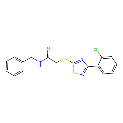 N-benzyl-2-((3-(2-chlorophenyl)-1,2,4-thiadiazol-5-yl)thio)acetamide structure