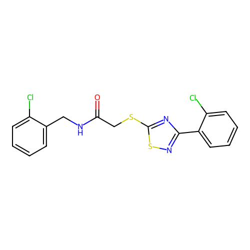 N-(2-chlorobenzyl)-2-((3-(2-chlorophenyl)-1,2,4-thiadiazol-5-yl)thio)acetamide structure