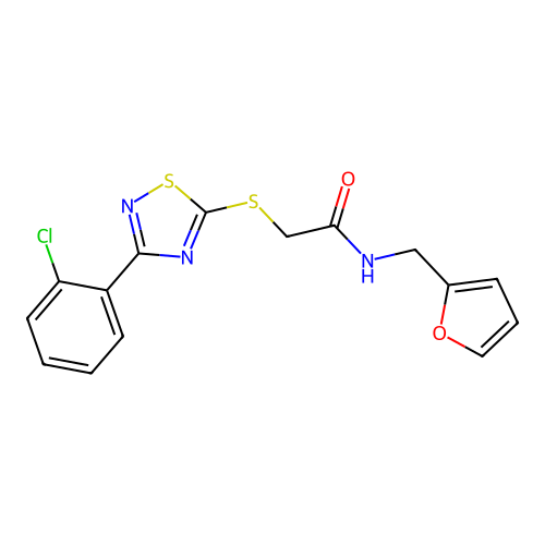 2-{[3-(2-chlorophenyl)-1,2,4-thiadiazol-5-yl]thio}-N-(2-furylmethyl)acetamide structure