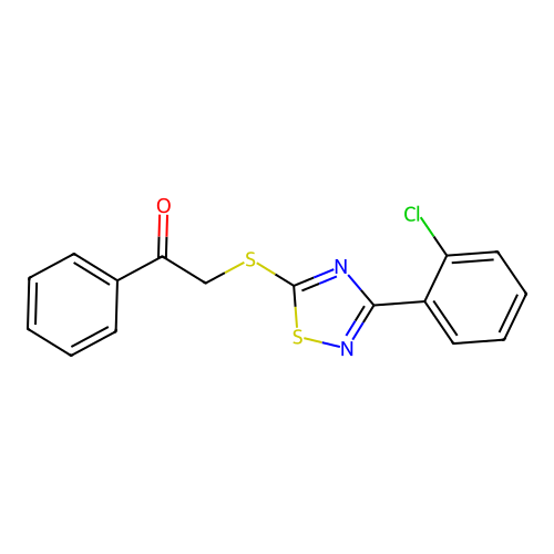 2-((3-(2-Chlorophenyl)-1,2,4-thiadiazol-5-yl)thio)-1-phenylethanone structure