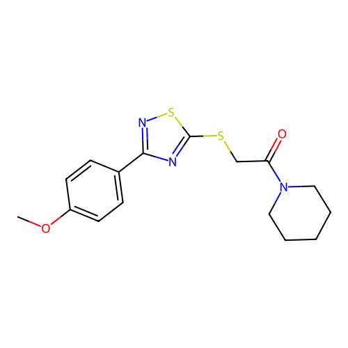 2-((3-(4-Methoxyphenyl)-1,2,4-thiadiazol-5-yl)thio)-1-(piperidin-1-yl)ethanone structure