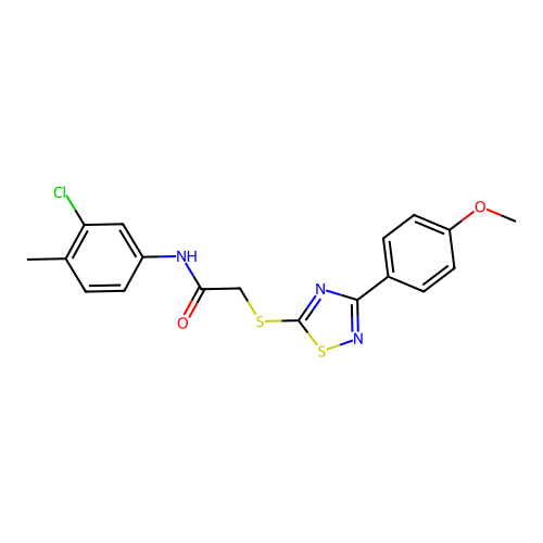 N-(3-chloro-4-methylphenyl)-2-((3-(4-methoxyphenyl)-1,2,4-thiadiazol-5-yl)thio)acetamide structure