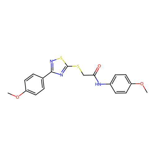 N-(4-methoxyphenyl)-2-((3-(4-methoxyphenyl)-1,2,4-thiadiazol-5-yl)thio)acetamide structure