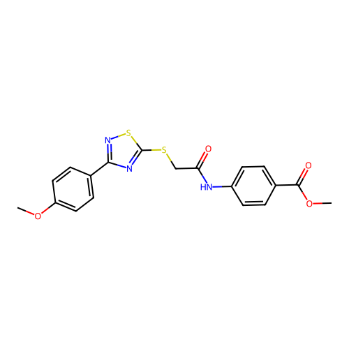 Methyl 4-(2-((3-(4-methoxyphenyl)-1,2,4-thiadiazol-5-yl)thio)acetamido)benzoate structure