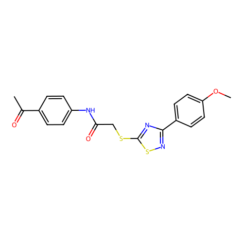 N-(4-acetylphenyl)-2-((3-(4-methoxyphenyl)-1,2,4-thiadiazol-5-yl)thio)acetamide structure